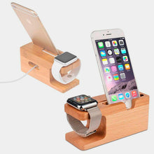 Load image into Gallery viewer, Dana Bamboo Base Charger Holder For Apple Watch, iWatch, iPhone
