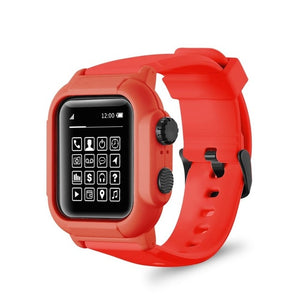 Brett Waterproof Silicone Case Cover with Sport Band Strap For iWatch Apple Watch